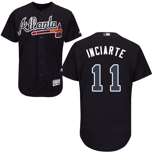 Braves #11 Ender Inciarte Navy Blue Flexbase Authentic Collection Stitched MLB Jersey - Click Image to Close